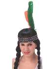 Native American headband green& red feathers