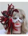 mask silver with red&black feathers