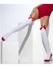 white stay ups with red bow