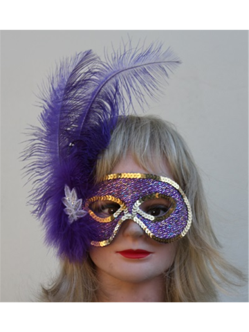 mask purple feathers