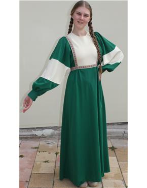 1970 cream/green dress dolman sleeves