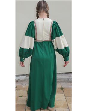 1970 cream/green dress dolman sleeves back view