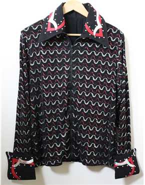 shirt black silver and red