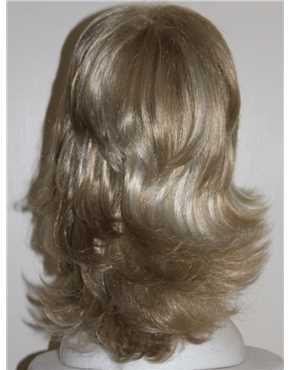long blonde flick wig back view