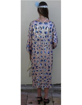 1920-1930 blue & silver sequned dress back view