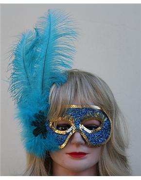 mask blue feather
