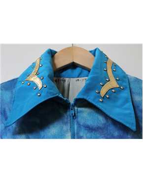 shirt blue mix stretch collar detail