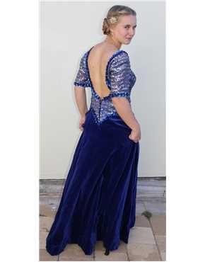 vintage 1980s blue sequin and velvet back view