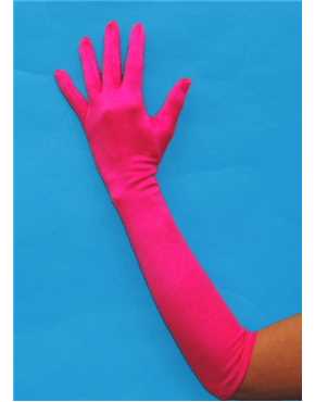 gloves over elbow hot pink satin lycra