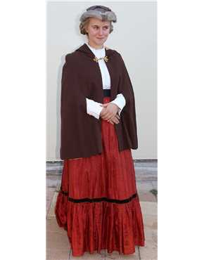 Edwardian female 2 brown cape with attached hood