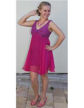 1960s baby doll short cerise dress view 2