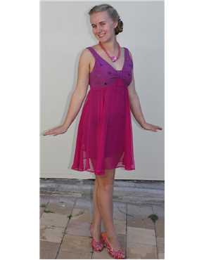 1960s baby doll short cerise dress