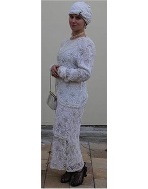 cream beaded dress side view