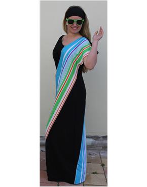 1970 vintage geometrical stripe dress side view