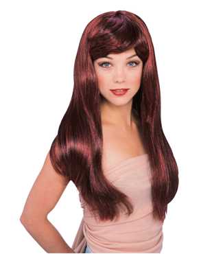 red black streaks long glamour wig
