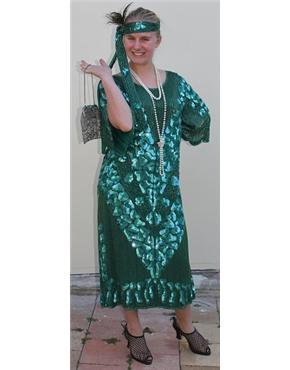 green sequined dress