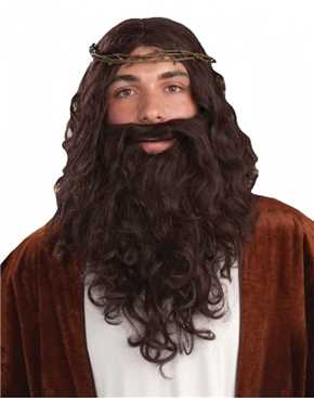 wig with crown of thorns and beard