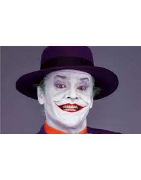joker showing  face makeup & hat