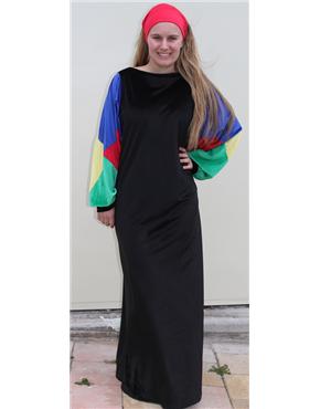 black  velvet with multi coloured sleeves