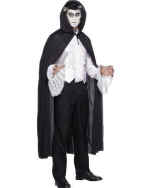 long black hooded cape view 2