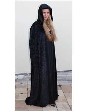 cape 2 long black crushed velvet
