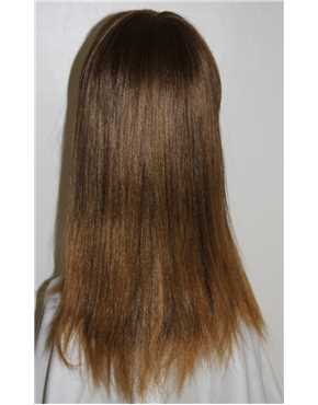 long brown fringe wig back