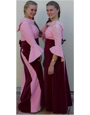 1970 velvet maroon/pink vintage dress side view