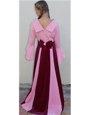 1970 velvet maroon/pink vintage dress back view