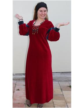1970 maroon velvet vintage dress front