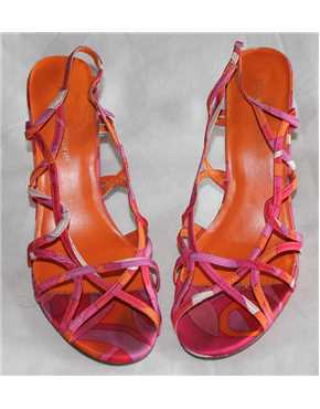 shoes two  tone orange, bright pink and white