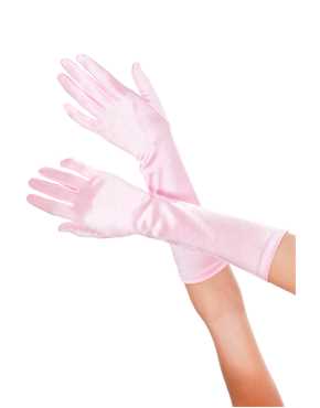 gloves elbow length pink satin lycra
