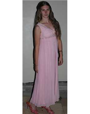 1960s baby doll long pink chiffon