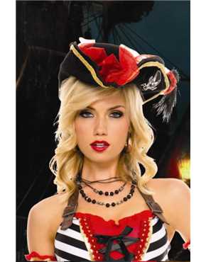 pirate wench red&black hat