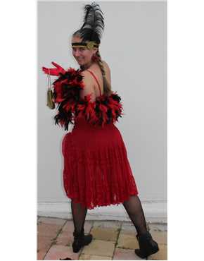 saloon girl red lace back view
