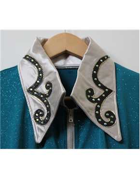 shirt teal lurex glitz collar detail