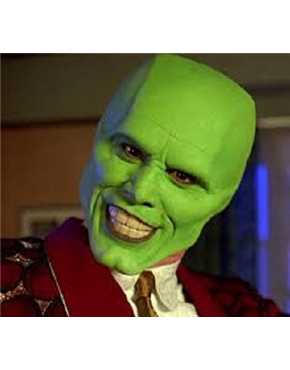 the mask face paint green black round mouth and eyes