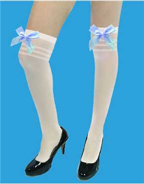 stay ups  white with blue bow
