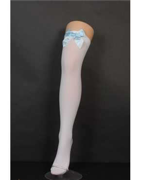 stay ups white with blue bow