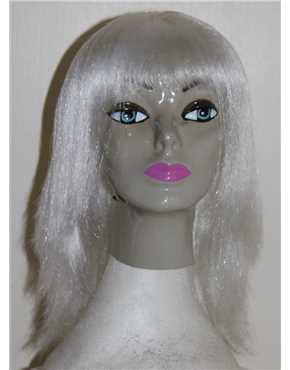 white fringe shoulder length wig