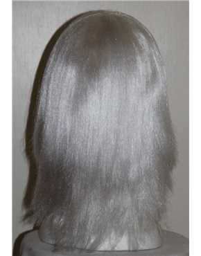 white fringe shoulder length wig back