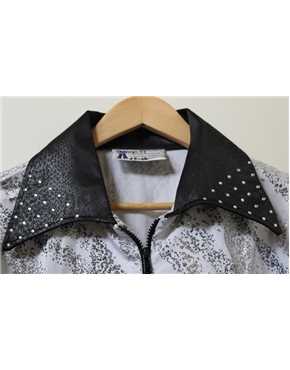 shirt white lycra silver sparkle collar detail