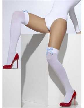 stay ups white with blue gingham bows